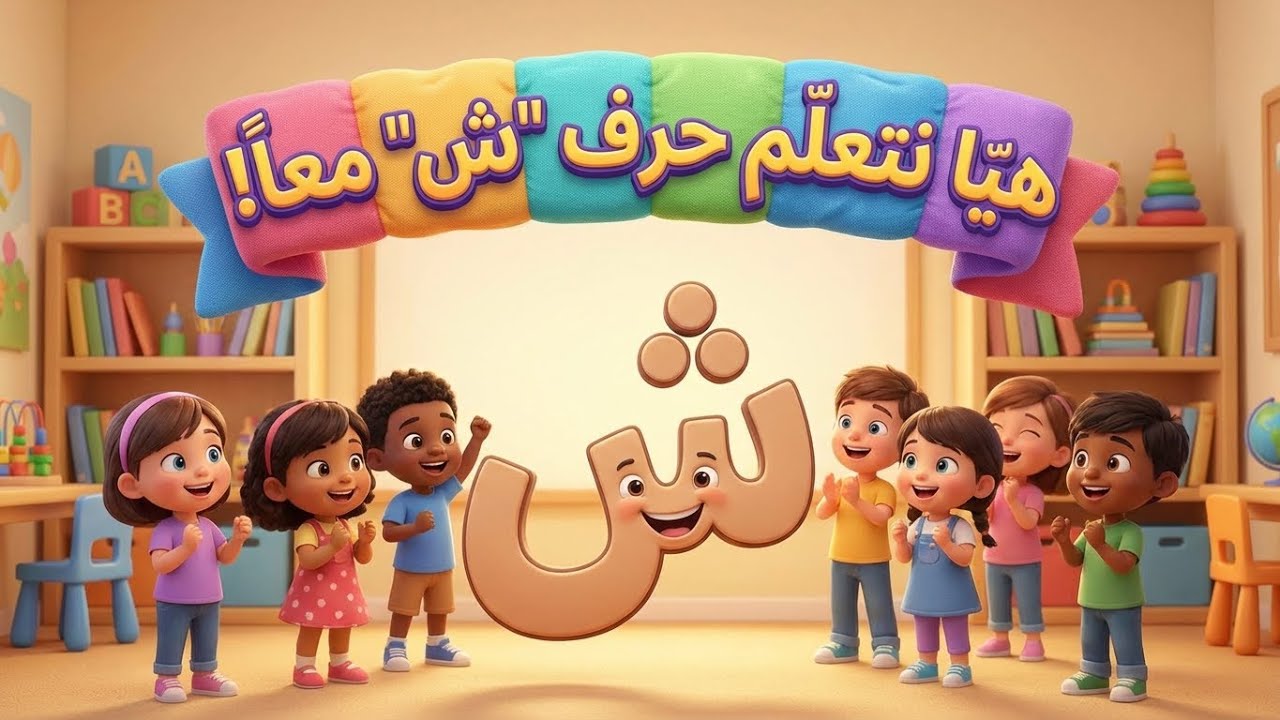 Learn to pronounce and write the letter "Sheen" for children