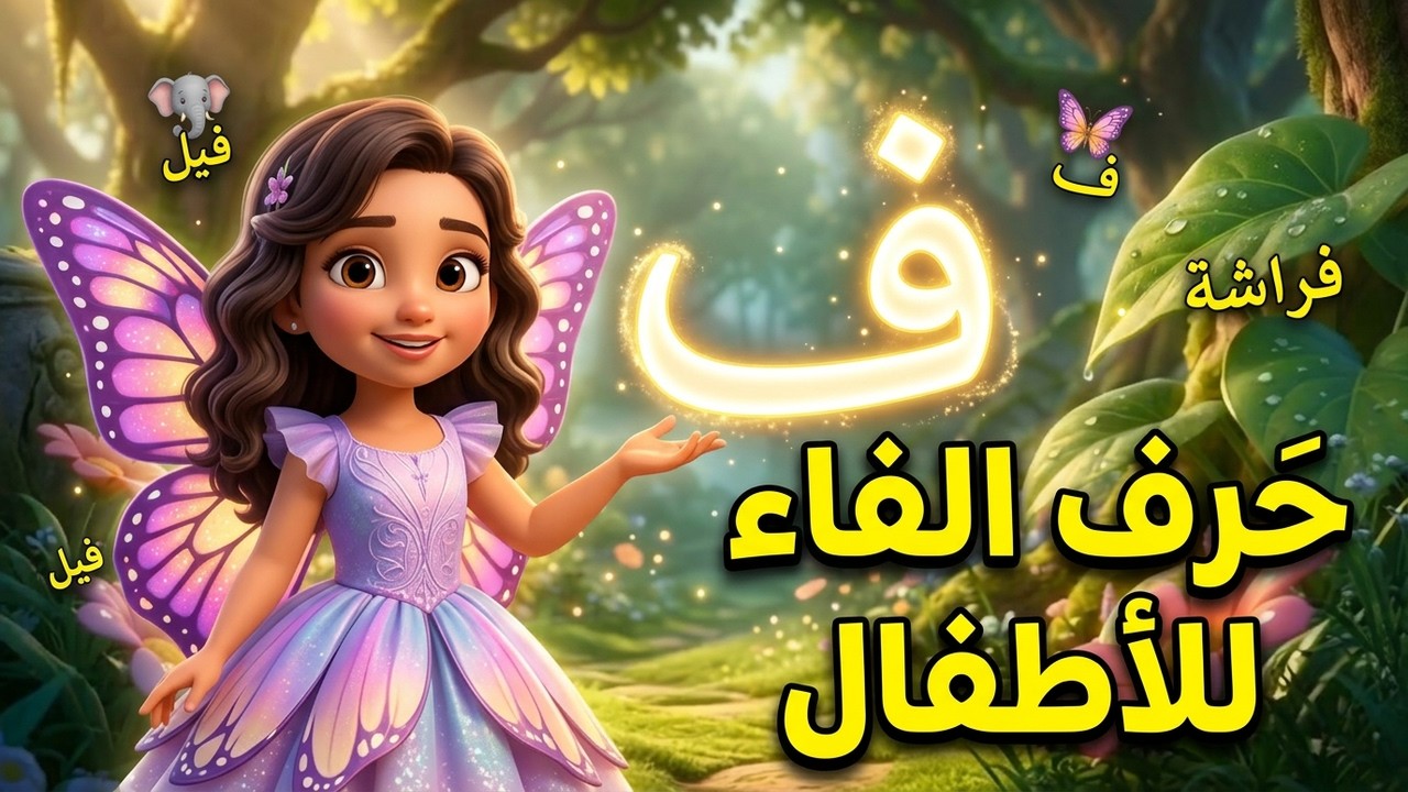 تعليم حرف الفاء للأطفال (ف) | نطق وكتابة الكلمات العربية للأطفال مع kjkids