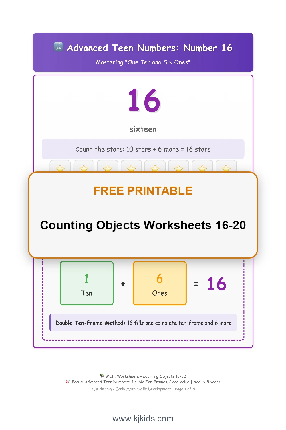 Counting Objects Worksheets 16-20