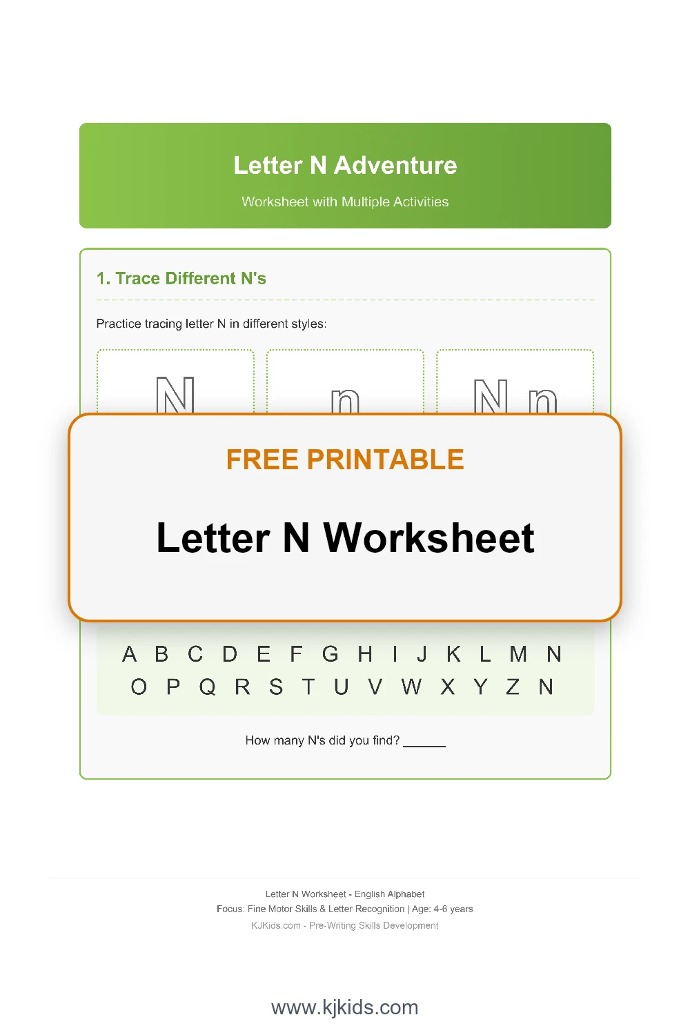Letter N Worksheet