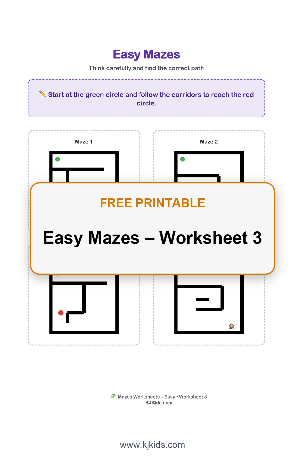 Easy Mazes – Worksheet 3