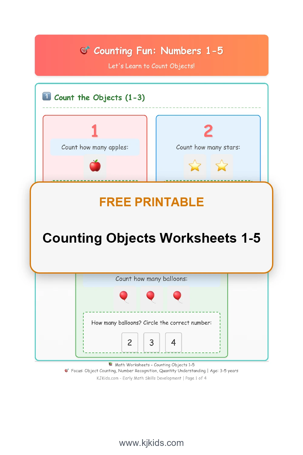 Counting Objects Worksheets 1-5