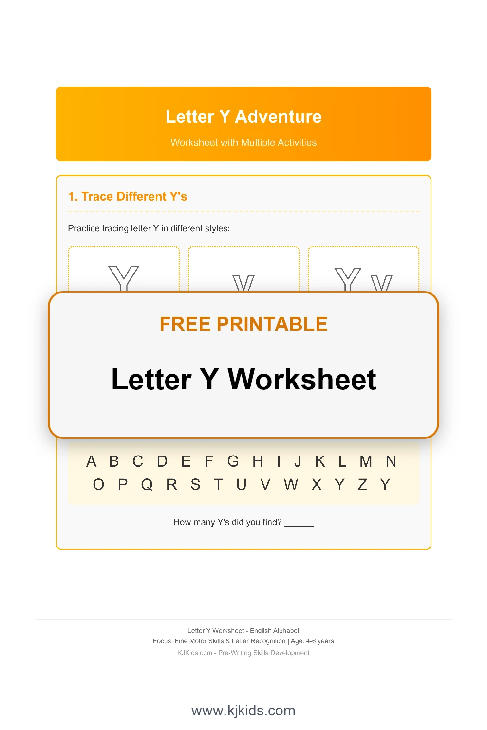 Letter Y Worksheet