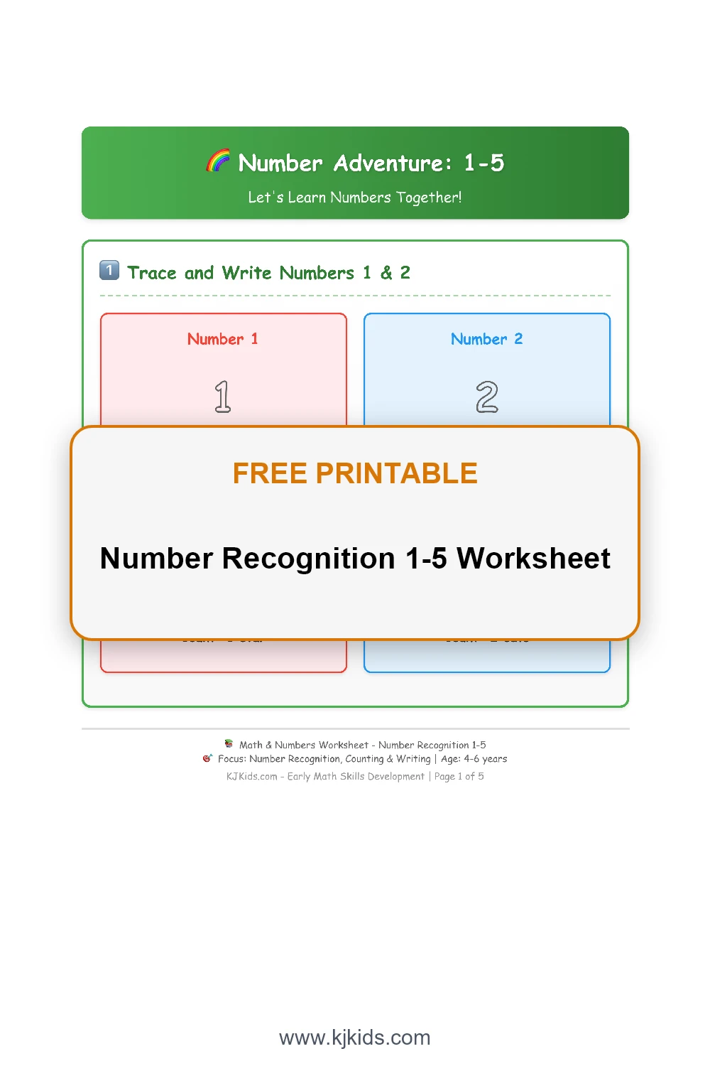 Number Recognition 1-5 Worksheet