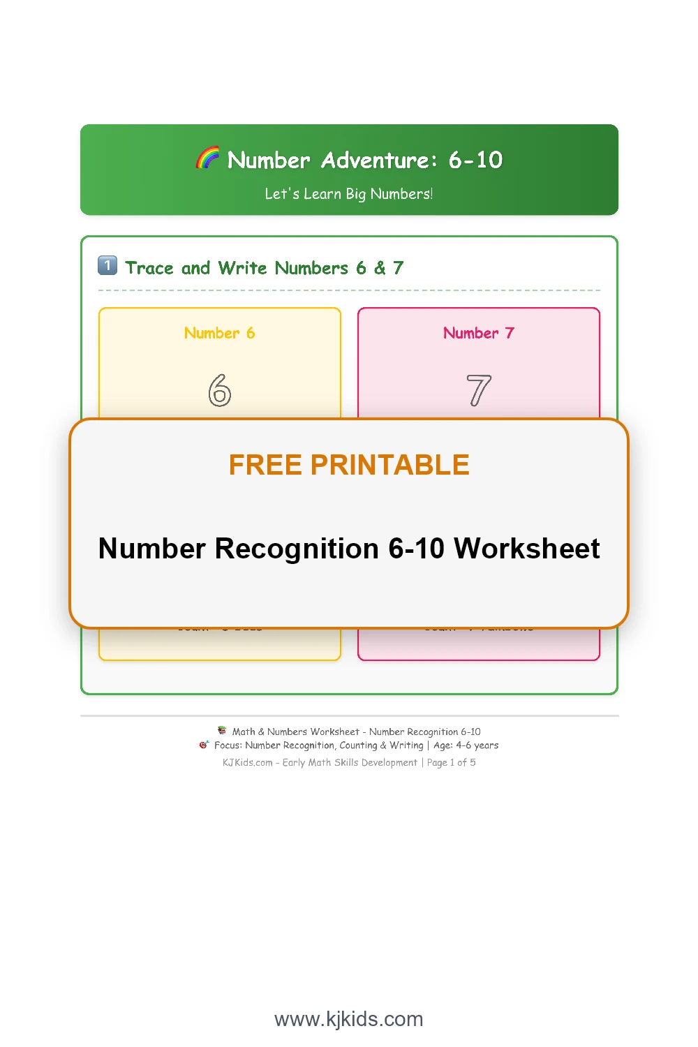 Number Recognition 6-10 Worksheet