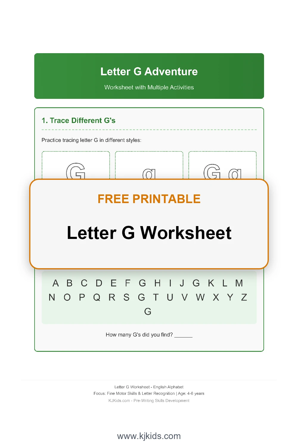 Letter G Worksheet