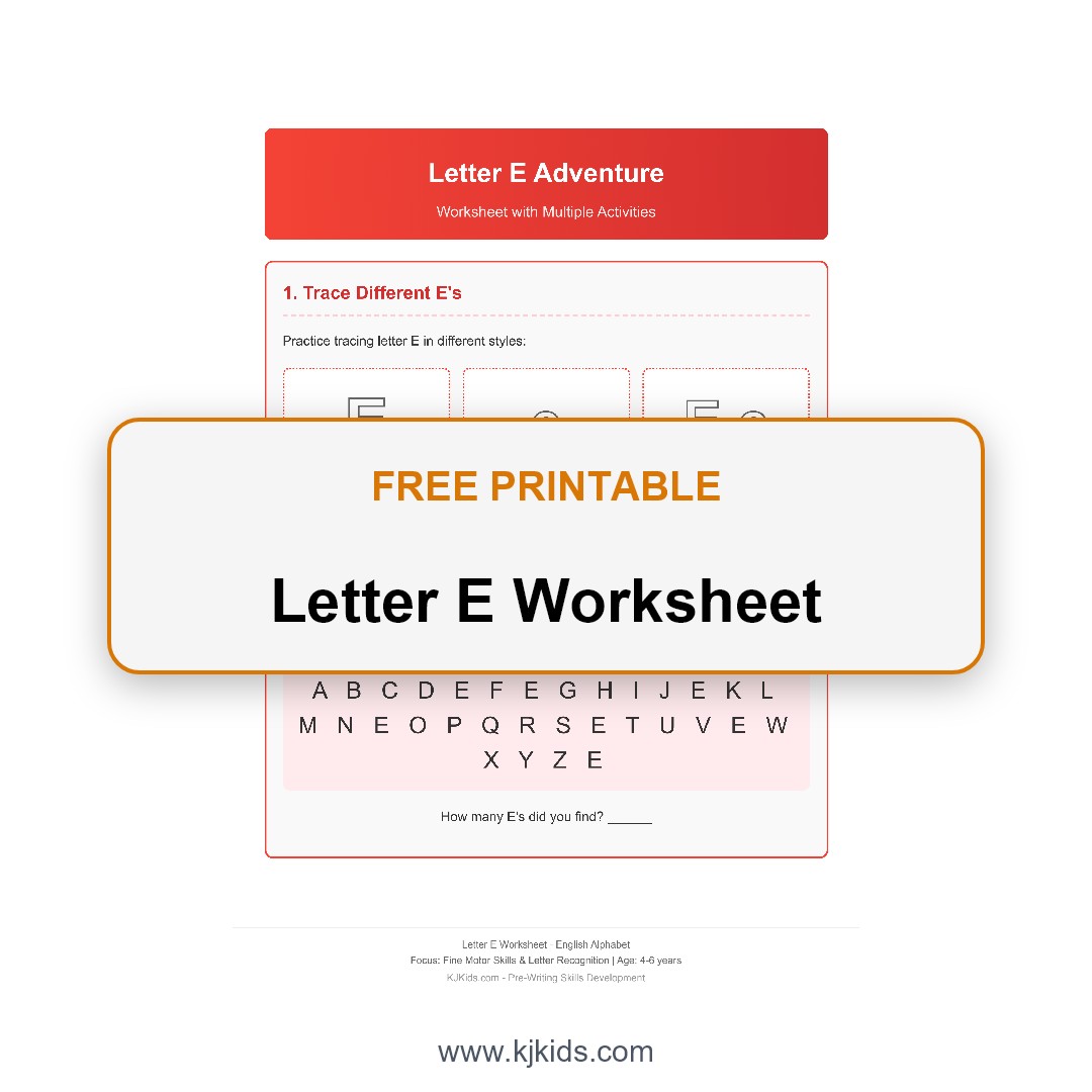Free Printable Letter E Worksheets for Kids - KJKids Learning