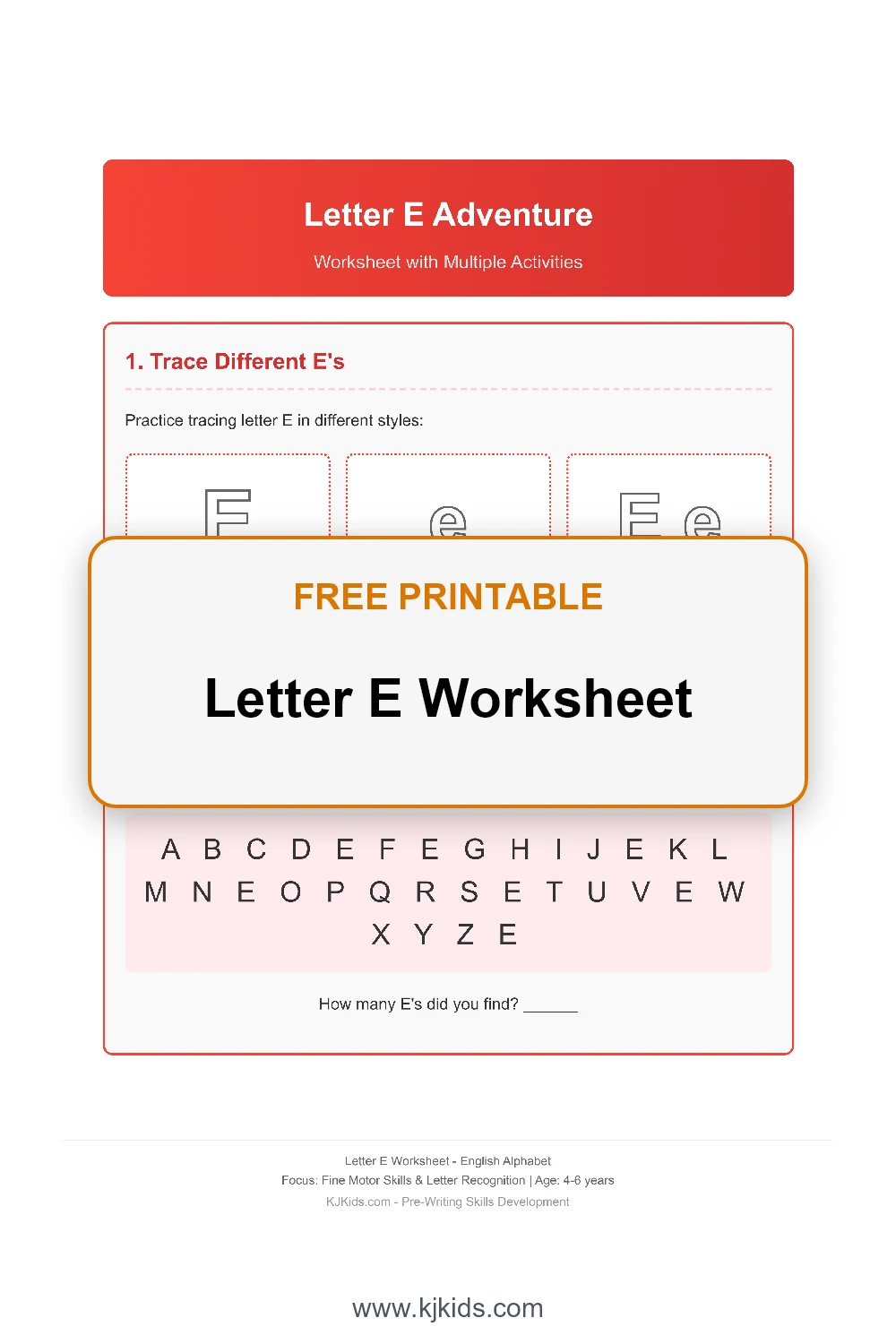 Letter E Worksheet