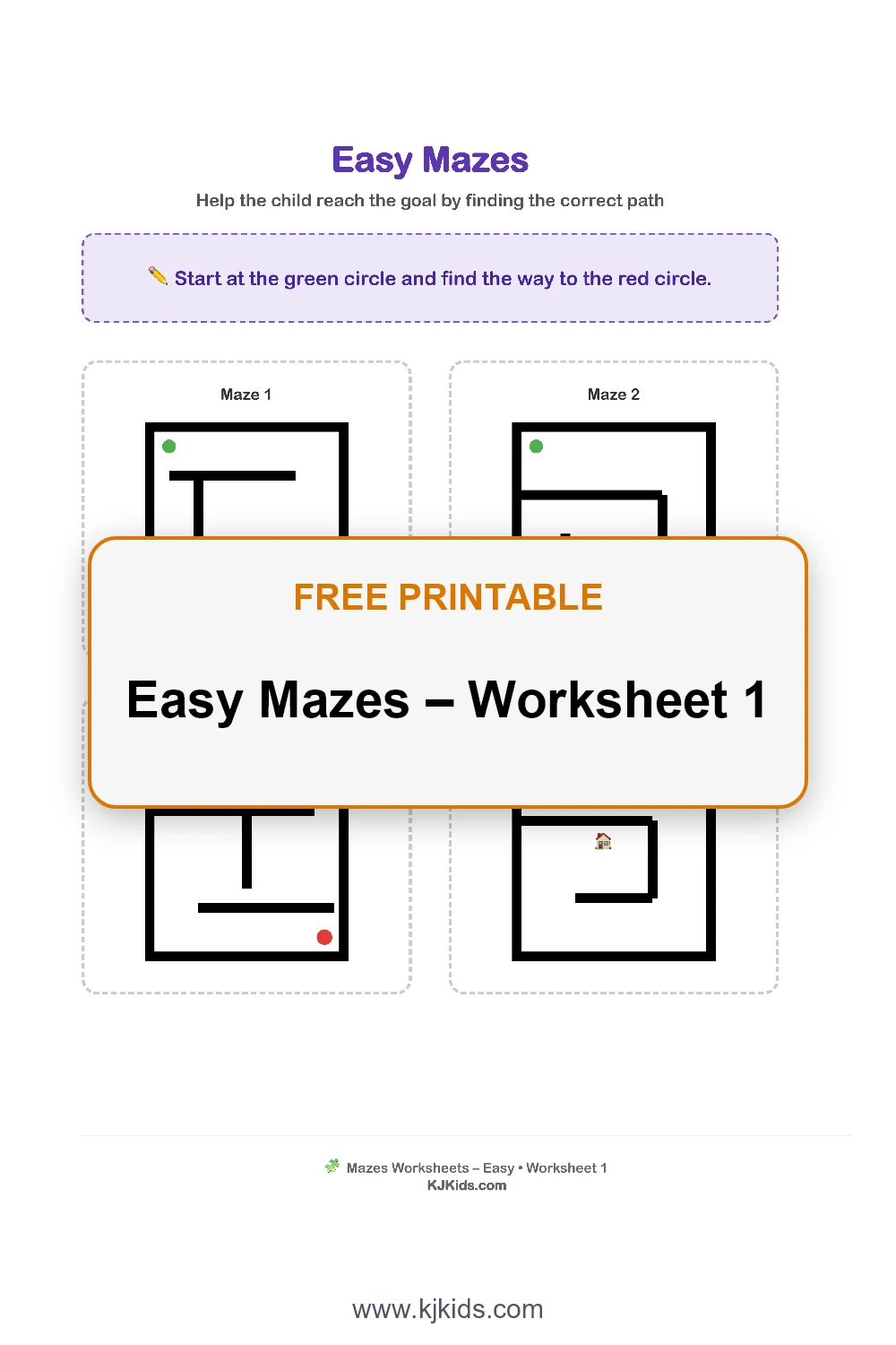 Easy Mazes – Worksheet 1